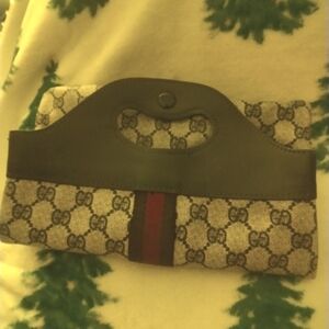 Gucci Beige and Black Monogram Handbag